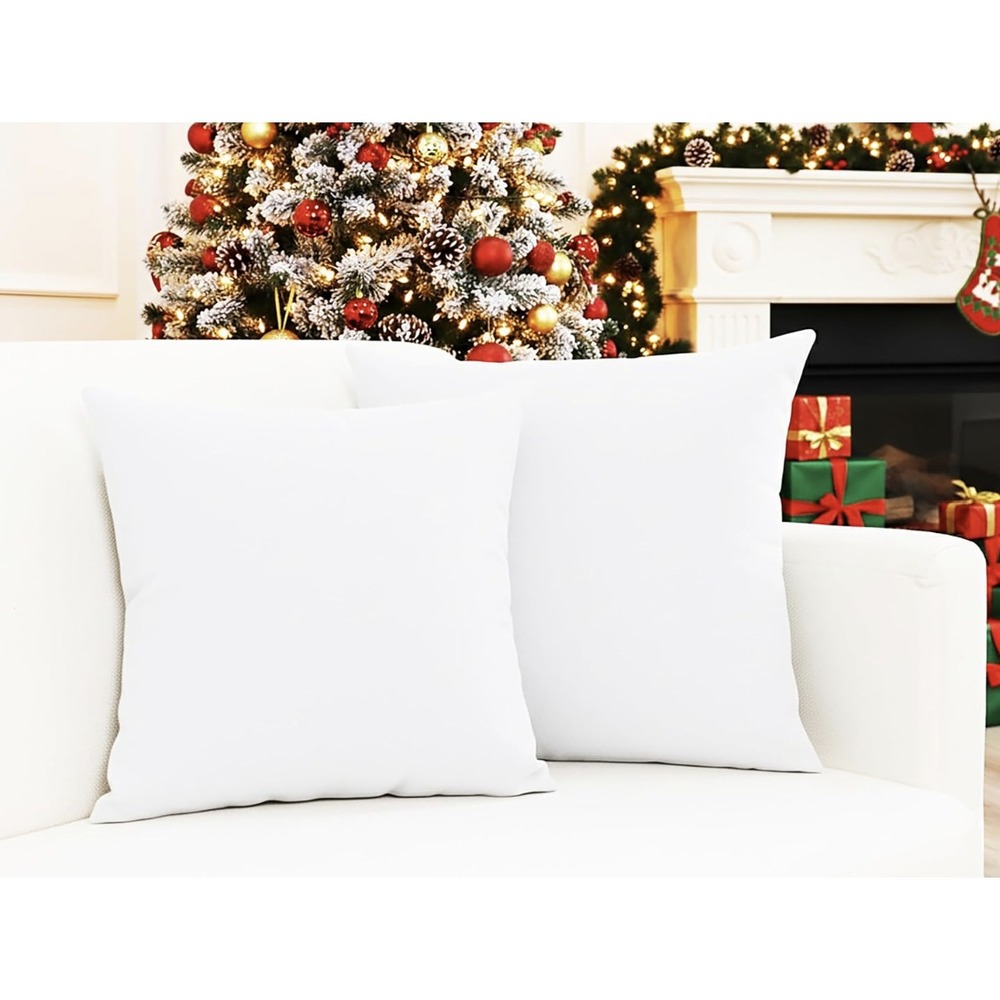 PurpleEssences Solid White Throw Pillow Cover- 16x16 in Set of 2